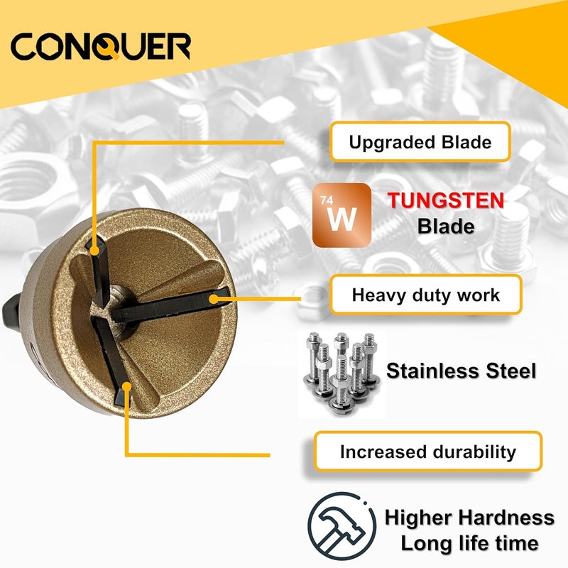 Conquer Tools Deburring External Chamfer Tool, Premium Tungsten Blade, Deburring Drill Bit, Remove Burr Tools Quick Release Shank Fits for 1/8"-3/4"(3mm-19mm) Stainless Steel Burr Removal, Countersink - Image 2